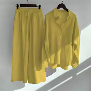 Yellow Co rrd 2 Piece Stiched Dress