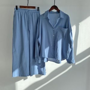 Ice Blue Co ord 2 Piece Stiched Dress For Women