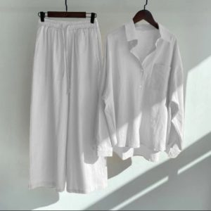 White Co ord 2 Piece Set Stiched Dress
